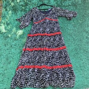 Ashro Black and White Ruffled A-line Sundress